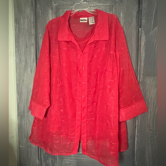 4X4 White Stag Red Oversized Button Down Shirt with Tank Top - Picture 1 of 3